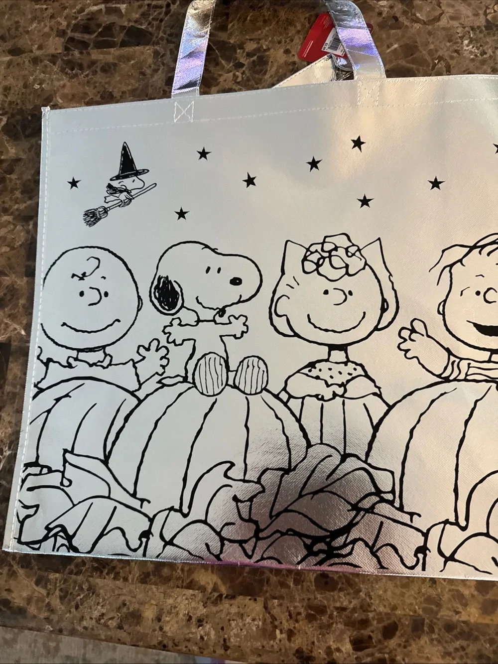 Snoopy Halloween Reusable Tote Bag in silver